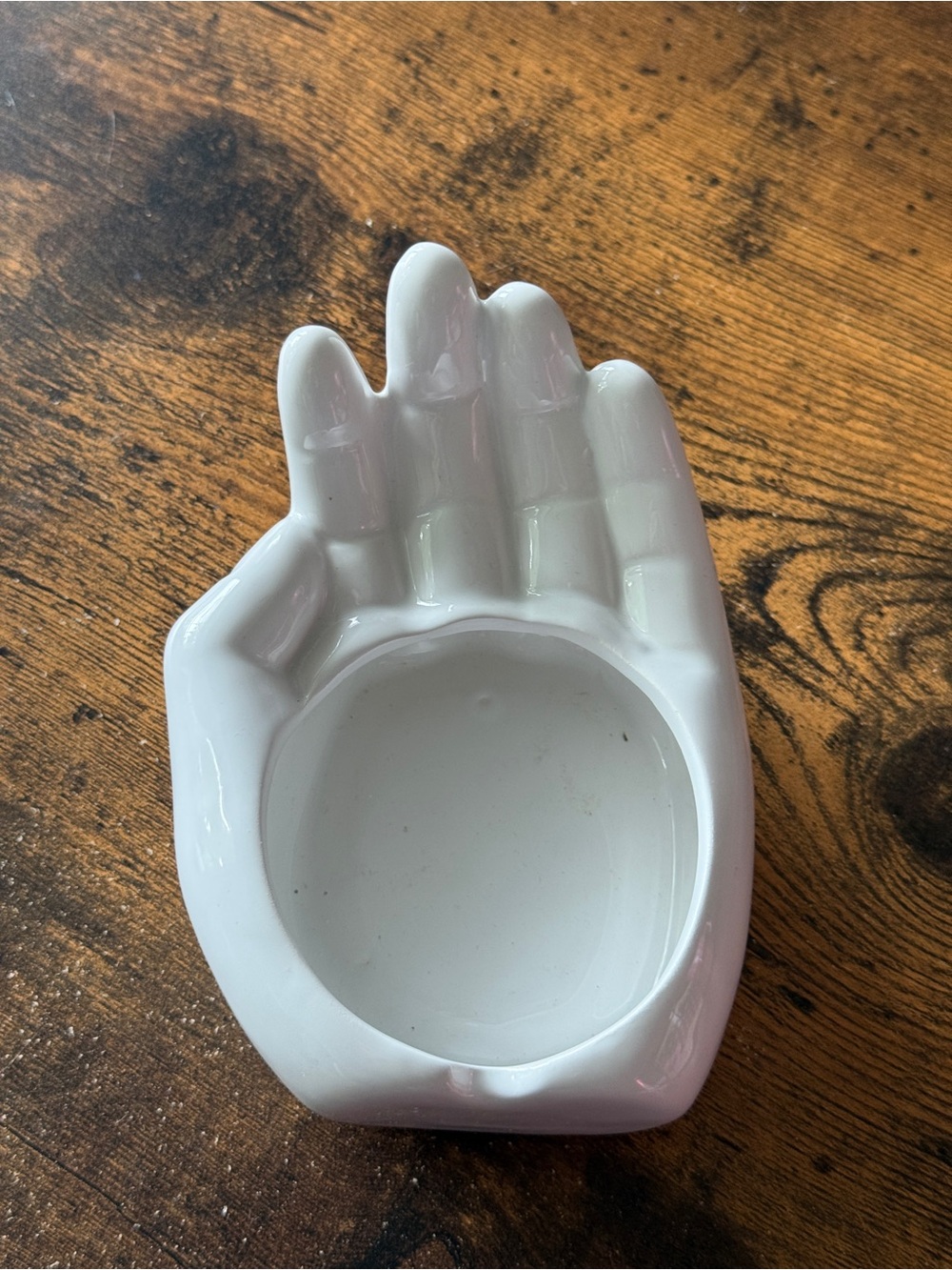 White Ceramic Hand Jewelry Dish
